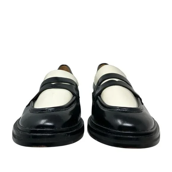 Madewell Black Ivory Leather Penny Chunky Loafers Vernon - Picture 4 of 12